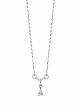 Silver Faux Diamond Drop Necklace